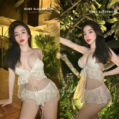 Bộ Ngủ Ren Siêu Sexy Mút Ngực Xíu Sleepwear – Giá 235k, Thoải mái & Gây chú ý