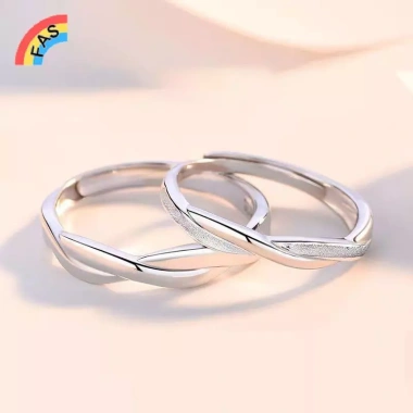 Bộ nhẫn cặp đôi màu bạc, điều chỉnh size dễ dàng - Quà tặng sang trọng cho nữ