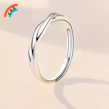Bộ nhẫn cặp đôi màu bạc, điều chỉnh size dễ dàng - Quà tặng sang trọng cho nữ