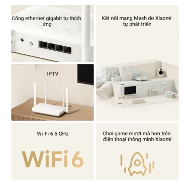 Bộ Phát Wifi Xiaomi AX1.500 White - WiFi 6, bảo hành 6 tháng, giảm giá 890k