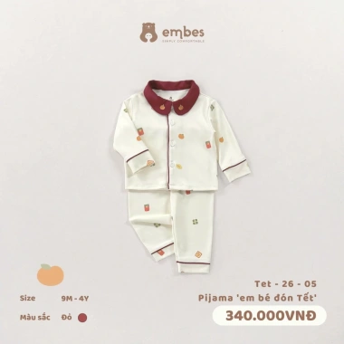 Bộ Pijama Dài Tay Embes Cotton 8-18kg Thêu Hình Caro – Giá chỉ 272.000₫ 6