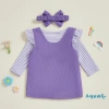 Bộ quần áo bé gái Aqua‑Baby mùa thu: Áo liền quần sọc dài tay, váy hoa, băng đô 3 chiếc - Giá chỉ 256.716₫ 5