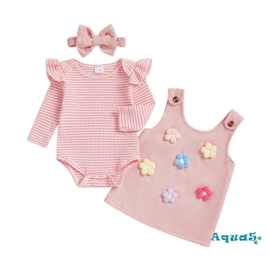 Bộ quần áo bé gái Aqua‑Baby mùa thu: Áo liền quần sọc dài tay, váy hoa, băng đô 3 chiếc - Giá chỉ 256.716₫ 10