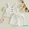 Bộ quần short bé gái Aqua-Kids 2 món áo hai dây rỗng dây buộc mùa hè chỉ 236k 3