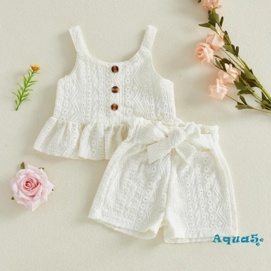 Bộ quần short bé gái Aqua-Kids 2 món áo hai dây rỗng dây buộc mùa hè chỉ 236k 3