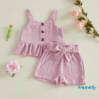 Bộ quần short bé gái Aqua-Kids 2 món áo hai dây rỗng dây buộc mùa hè chỉ 236k 4