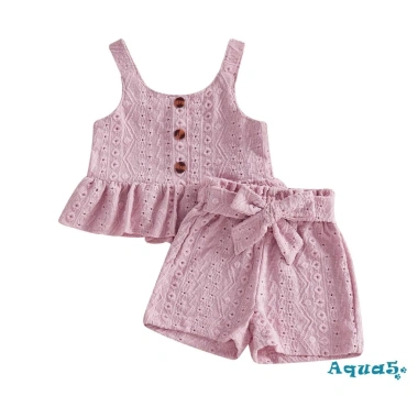 Bộ quần short bé gái Aqua-Kids 2 món áo hai dây rỗng dây buộc mùa hè chỉ 236k 10