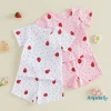 Bộ quần Short bé gái Aqua-Kids áo thun ngắn tay cổ tròn in chấm dâu tây - Trang phục mùa hè