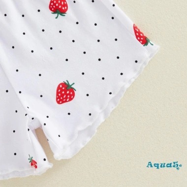 Bộ quần Short bé gái Aqua-Kids áo thun ngắn tay cổ tròn in chấm dâu tây - Trang phục mùa hè 8