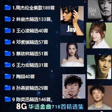 Bộ Sưu Tập Âm Nhạc Lossless Trung Quốc - Jay Chou, Sun Yanzi, Chen Yixun, Bài Hát Xe MP3 - Giá 163k