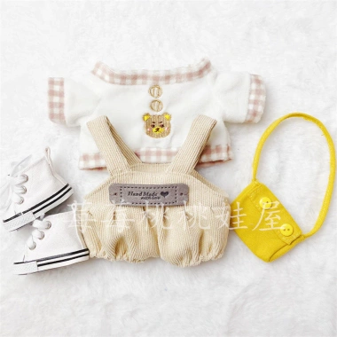 Bộ sưu tập người 2.963 Quần áo trẻ em 20cm Gấu nhỏ áo ngắn tay búp bê cotton cổ cà phê quần yếm nhung túi đeo vai - Giá ưu đãi 120.702 đồng
