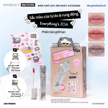 Bộ sưu tập Romand X ZO&FRIENDS Son Tint & Son Bóng - Giá ưu đãi 265.000 VNĐ