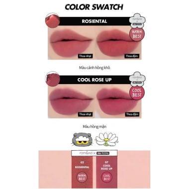 Bộ sưu tập Romand X ZO&FRIENDS Son Tint & Son Bóng - Giá ưu đãi 265.000 VNĐ