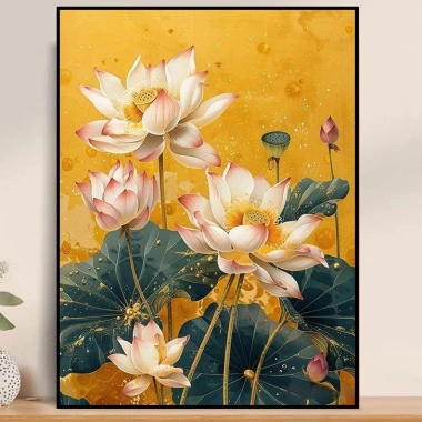 Bộ thêu chữ thập Sen đầy màu sắc 2.024 - Ren hoa phong cách mới, giá ưu đãi 321.554 VND