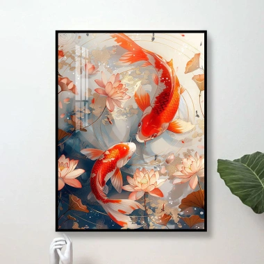 Bộ Thêu Cross Stitch Lucky Double Koi 2.024 - Phong Cách Trung Hoa, Thêu Ren Phòng Khách và Ăn, DIY Chất Liệu Gói