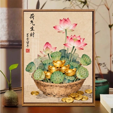 Bộ Thêu Handmade 2.025 Phong Cách Mới - Sen May Mắn, Chữ Thập, Chất Liệu Gói, DIY Thêu 2 Bộ Thêu Handmade 2.025 Phong Cách Mới - Sen May Mắn, Chữ Thập, Chất Liệu Gói, DIY Thêu 2
