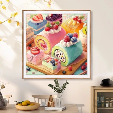 Bộ Thêu Trái Cây Món Tráng Miệng Nhật Ký Chữ Thập 2.025 - Gói DIY Phong Cách Mới, Chỉ Thêu Đầy Đủ