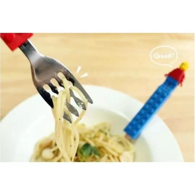 Bộ thìa nĩa đũa thép không gỉ OXFORD cho trẻ em - Thiết kế khối dễ thương, không BPA, Made in Hàn Quốc (Xanh/Đỏ)