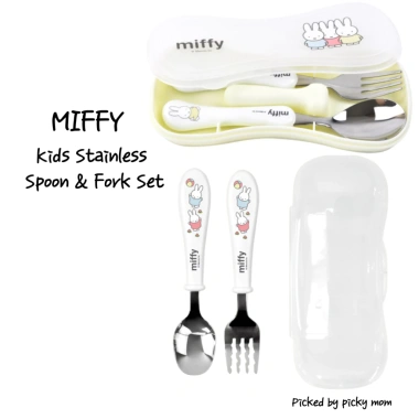 Bộ thìa nĩa thép không gỉ MIFFY Kids cho trẻ em - Sản xuất Hàn Quốc, không BPA, dao kéo mới biết đi