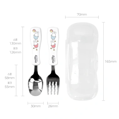 Bộ thìa nĩa thép không gỉ MIFFY Kids cho trẻ em - Sản xuất Hàn Quốc, không BPA, dao kéo mới biết đi