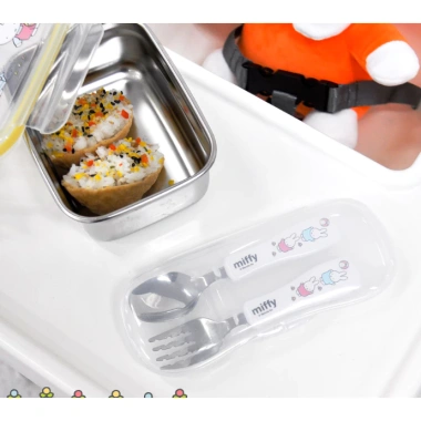 Bộ thìa nĩa thép không gỉ MIFFY Kids cho trẻ em - Sản xuất Hàn Quốc, không BPA, dao kéo mới biết đi