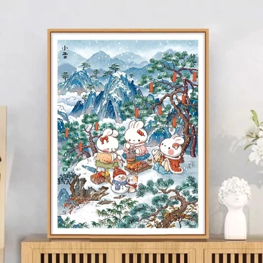 Bộ Thỏ Tuyết Nhỏ Thêu Chữ Thập 2.026 - Phong Cách Mới DIY Xung Quanh Lò Nghe Tuyết