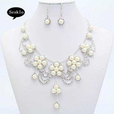 Bộ trang sức cô dâu ngọc trai giả kim cương giả sang trọng - Giá ưu đãi 190k 3