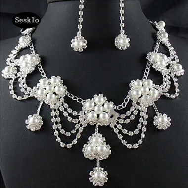 Bộ trang sức cô dâu ngọc trai giả kim cương giả sang trọng - Giá ưu đãi 190k 5