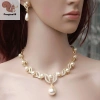 Bộ Trang Sức Cưới Nữ 3 Mẫu Ngọc Trai Hoa Vòng Cổ Bông Tai Sang Trọng Quà Tặng 2
