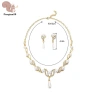 Bộ Trang Sức Cưới Nữ 3 Mẫu Ngọc Trai Hoa Vòng Cổ Bông Tai Sang Trọng Quà Tặng 8