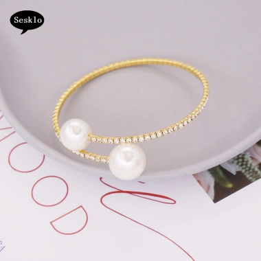 Bộ trang sức nữ ngọc trai giả kim cương, điều chỉnh bông tai và vòng cổ - 110k 2