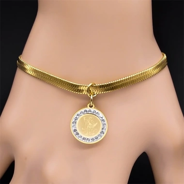 Bộ trang sức nữ St. Expedite cổ điển thép không gỉ, bùa hộ mệnh, dây xích kim cương giả, bông tai, vòng tay- 757.900 VND 4