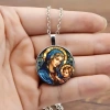 Bộ trang sức Virgin Mary 3 mảnh bông tai, vòng cổ, mặt dây chuyền Madonna – Quà tôn giáo 2