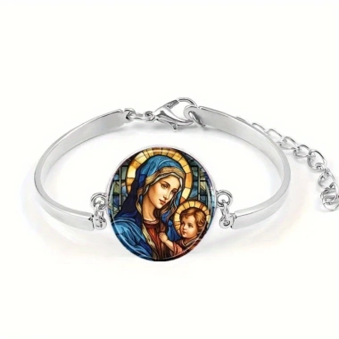 Bộ trang sức Virgin Mary 3 mảnh bông tai, vòng cổ, mặt dây chuyền Madonna – Quà tôn giáo 5