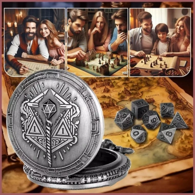 Bộ xúc xắc di động 7 chiếc Steampunk - Vỏ đồng hồ, túi đựng Tiny Dice, chỉ 113.400₫ 3