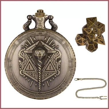 Bộ xúc xắc di động 7 chiếc Steampunk - Vỏ đồng hồ, túi đựng Tiny Dice, chỉ 113.400₫ 7
