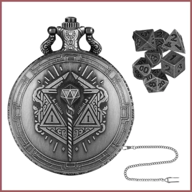 Bộ xúc xắc di động 7 chiếc Steampunk - Vỏ đồng hồ, túi đựng Tiny Dice, chỉ 113.400₫ 8