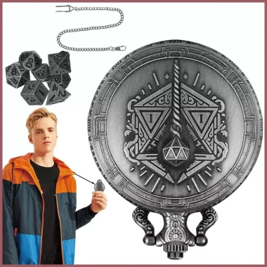 Bộ xúc xắc di động 7 chiếc Steampunk - Vỏ đồng hồ, túi đựng Tiny Dice, chỉ 113.400₫ 9