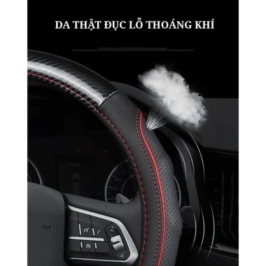 Bọc vô lăng da thật vân carbon 38cm Siêu thoáng khí, êm tay, chống trượt, 450.000đ