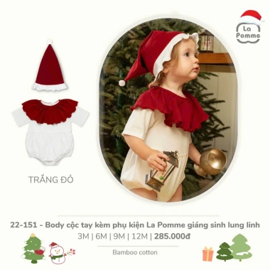 Body cộc tay Lapom Giáng sinh kèm phụ kiện La Pomme - Đồ noel cho bé, giảm 22% 2 Body cộc tay Lapom Giáng sinh kèm phụ kiện La Pomme - Đồ noel cho bé, giảm 22% 2