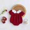 Body liền thân bé gái đỏ thêu hoa thỏ cotton mềm mịn - Đầy tháng lễ tết - Giá 139k 5