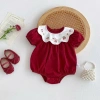 Body liền thân bé gái đỏ thêu hoa thỏ cotton mềm mịn - Đầy tháng lễ tết - Giá 139k 6