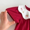 Body liền thân bé gái đỏ thêu hoa thỏ cotton mềm mịn - Đầy tháng lễ tết - Giá 139k 7