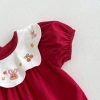 Body liền thân bé gái đỏ thêu hoa thỏ cotton mềm mịn - Đầy tháng lễ tết - Giá 139k 8