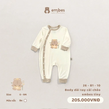 Body Sơ Sinh Cotton Mềm Mịn Cài Chéo In Hình Giá Ưu Đãi 202.950 VND 0-9 Tháng 8