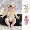 Bodysuit bé gái Pig BeBe áo liền quần tay ngắn mũ họa tiết dễ thương sơ sinh 2