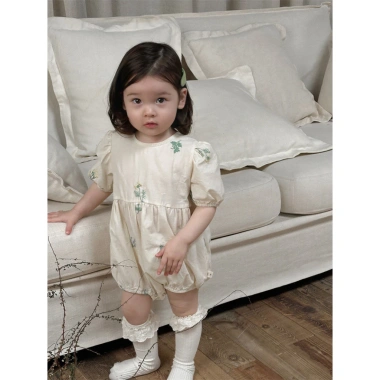 Bodysuit bé gái tím lịm siêu dễ thương hoa thêu, chất mềm mát, thấm hút mồ hôi mùa hè F35 11