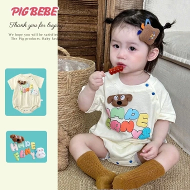 Bodysuit Bé Gái Vàng Hape Fbnys Hình Cún Đáng Yêu, Cotton 100% Mềm, 3-12kg, 119k