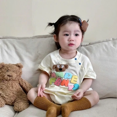 Bodysuit Bé Gái Vàng Hape Fbnys Hình Cún Đáng Yêu, Cotton 100% Mềm, 3-12kg, 119k