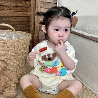 Bodysuit Bé Gái Vàng Hape Fbnys Hình Cún Đáng Yêu, Cotton 100% Mềm, 3-12kg, 119k